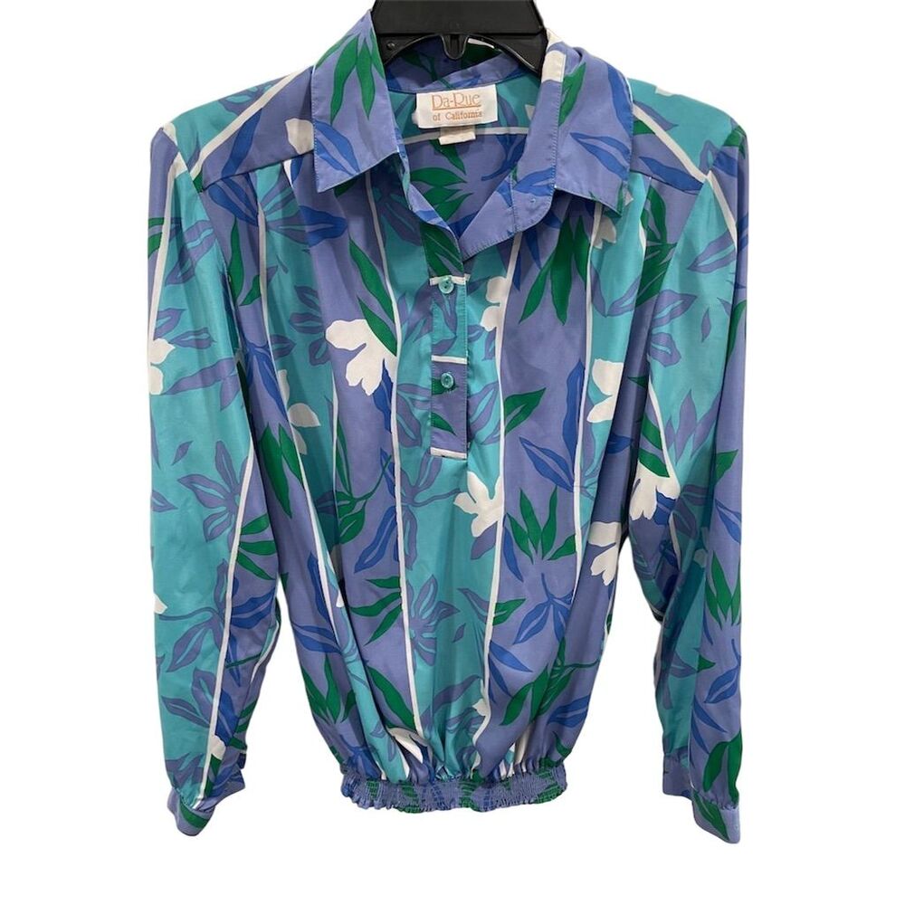 Vintage‎ Da-Rue of California Women's Floral Print Long Sleeve Blouse Size 10